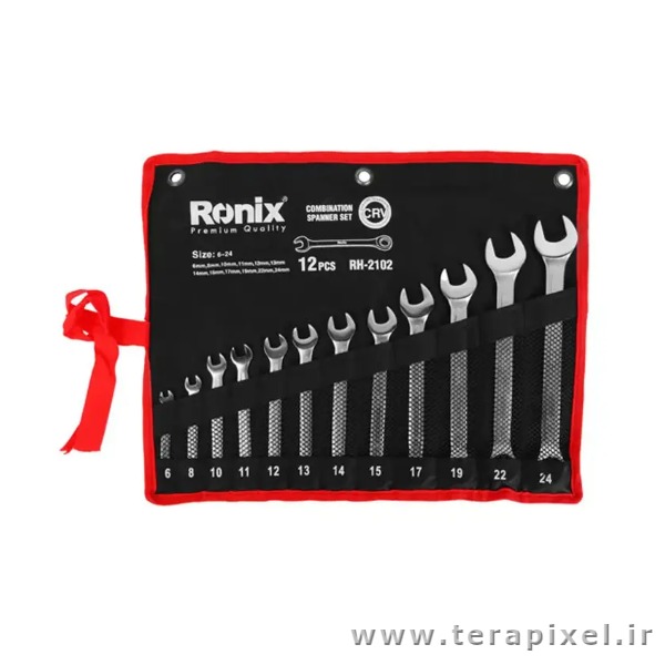 مجموعه 12 عددی آچار یک سر تخت یک سر رینگ رونیکس مدل Ronix RH-2102